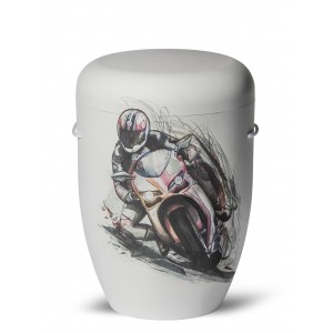 Biodegradable Cremation Ashes Funeral Urn / Casket – MOTORCYCLIST (Free Road, Full Throttle)